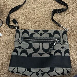 Coach Black and Gray Patterned Crossbody Bag